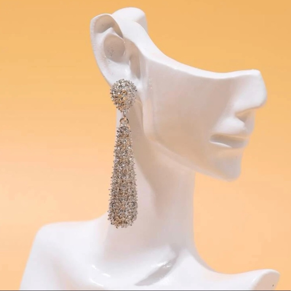 Textured blinged out silver earrings
